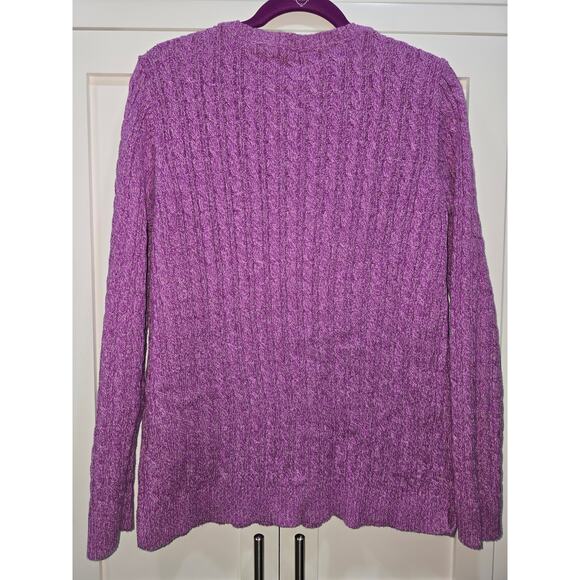 Croft & Barrow Purple Textured Cable V-Neck Sweater - Large - Picture 7 of 10